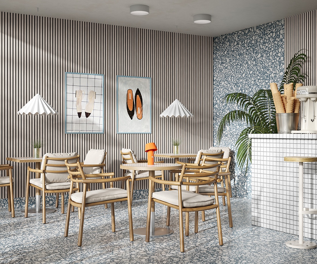 МДФ стеновая панель акустическая Cosca Decor Монако Дуб Клэр Светлый черный войлок 2750×600×21 фото в интерьере